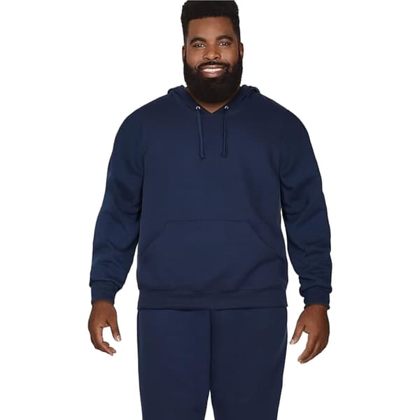 Hettegenser i ensfarget design for menn Navy blue S
