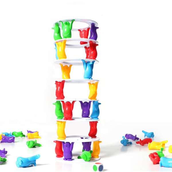 Penguin Tower Collapse Balance Spelleksak för barn