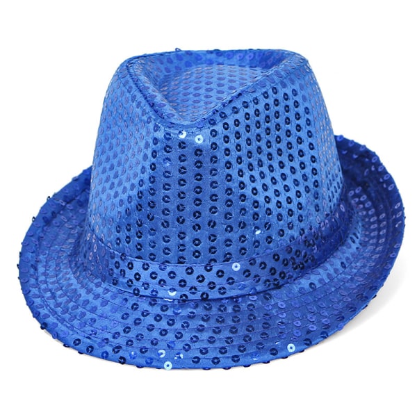 Western Paljett Fedora Hatt Bling Dance Hats Blue