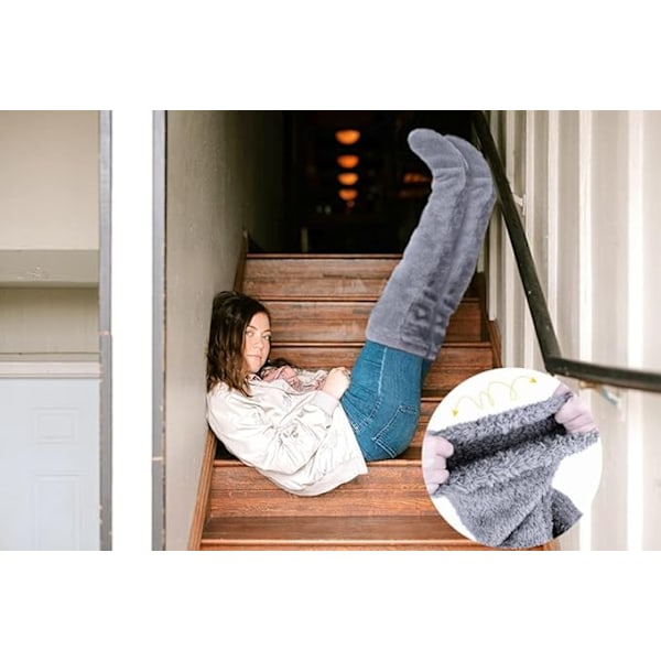 Overknees Fuzzy Sokker - Myke og Pussede Lange Beinskinn Grey