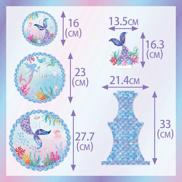 Havfrue Cupcake Stativ - 3-etasjes Papp Cupcake Stativ