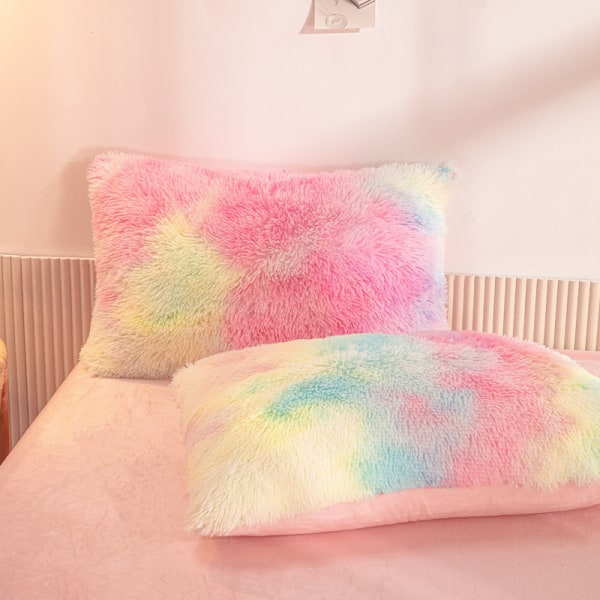 Ultramjuk fuskpäls 4-delad queen- set, plysch fluffigt sängkläder mix colors 220*240cm