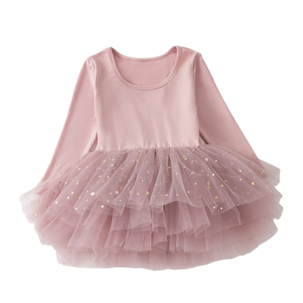 Flickande Ballet Tutu-klänning med Långärmad för Flickor Pink XS