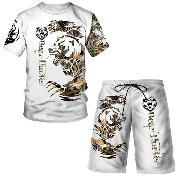 Herr 2-delat träningsset sommar shorts set Style 1 4XL