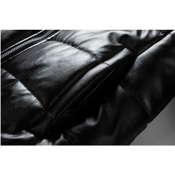 Herrejakke Vinterjakke Høst og Vinter Varmt Lam Vendbar Kragejakke Black XL