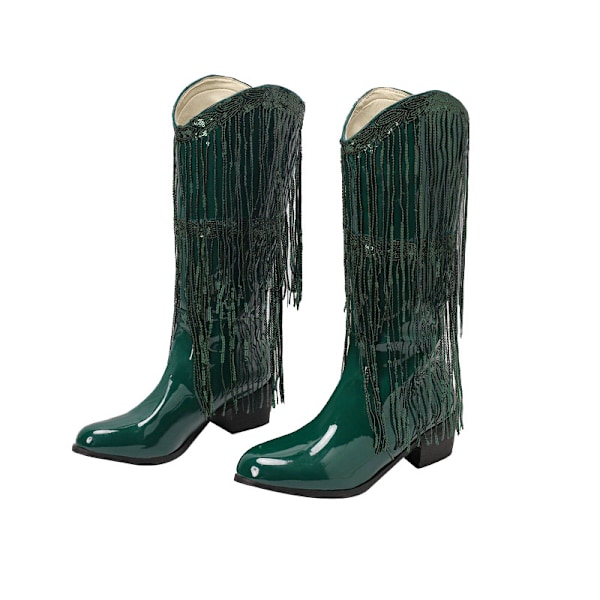 Naisten Fringe Metallic Cowboy-saappaat Green 38