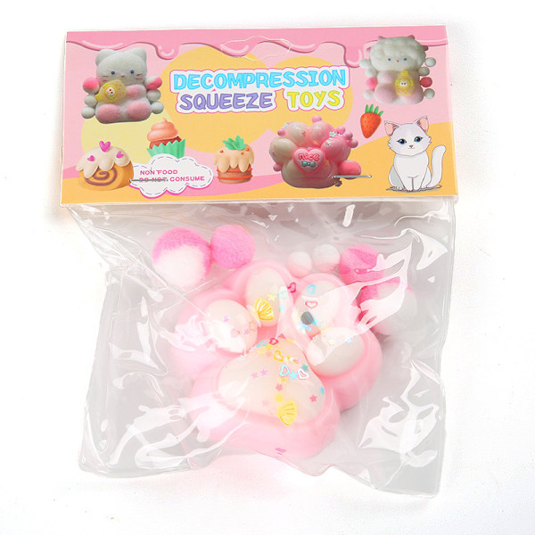Paw Squishy för Barn och Vuxna, Luddig Katttass Squishy Leksak Pink