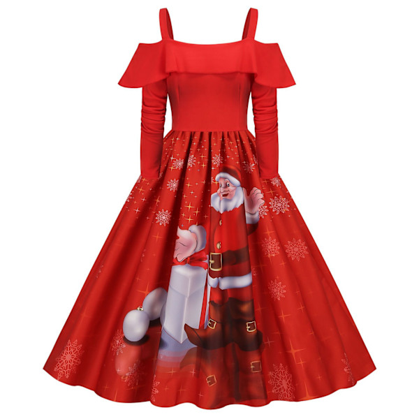 Vinter Julekjole Kvinder, Mode Dame Vintage Julefestkjole Style 5 M