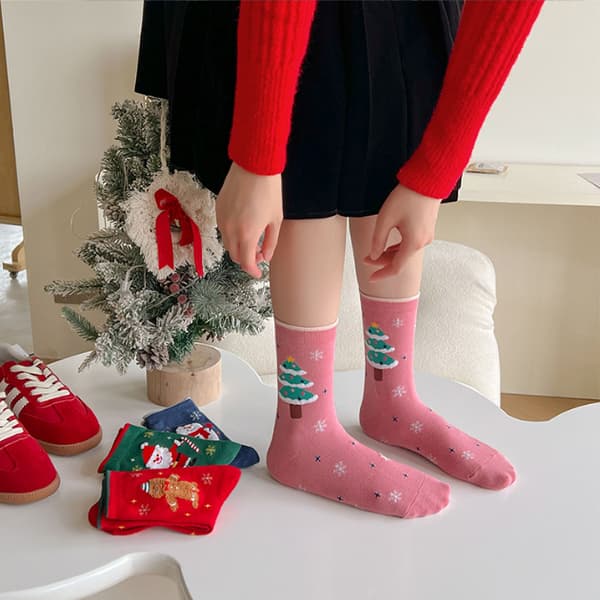 4 Par Dame Strømper Juleferie Casual Strømper