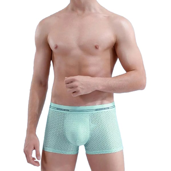 Mænds Is Silke Boxer Mesh Brief Åndbar Køligt Undertøj Blue L