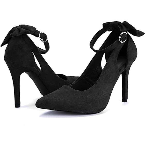 Naisten Jousi Solki Takana Korkokengät Seksikäs Stiletto Nilkkaremmi Häämekko Kengät Black 41