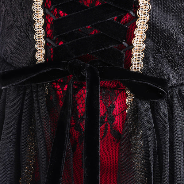 Jente Halloween Gotisk Viktoriansk Vampyr Dronning Kles Opp Black A 120cm