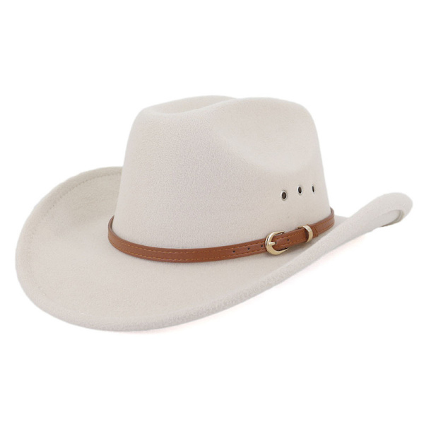Cowboyhat til Kvinder og Mænd - Filthat med Bred Skygge - Klassisk Udendørs Fedorahat Beige
