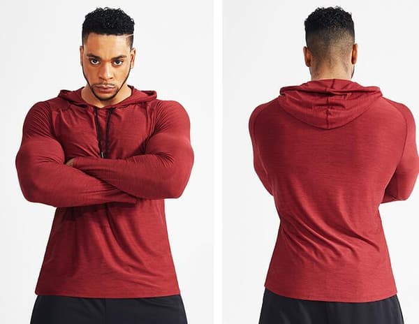 Långärmad Dry Fit Athletic Workout Löpartröjor för män Red L
