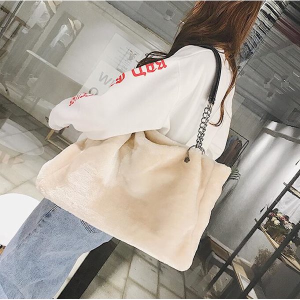 Pelslook-Taske til Kvinder Beige