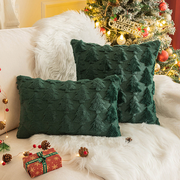 Julepynt Puter Trekk 2-pakning, Myk Pluss Faux Ull Puter Green 1 30*50cm