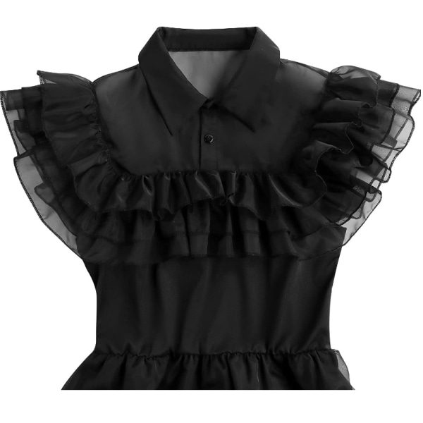 Girl's Black Casual Peter Pan krage festklänning 120