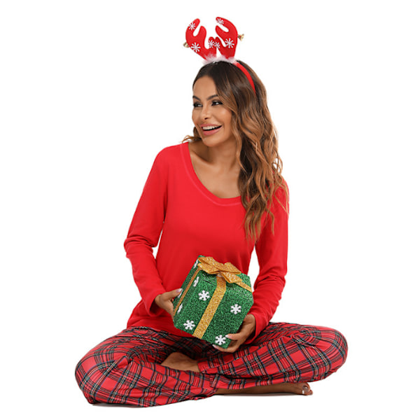 Rutig set för kvinnor Warm Pjs Set red M