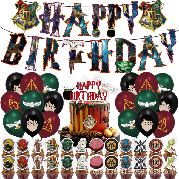 Magic Wizard Grattis på födelsedagen Banner Party Supplies Brown