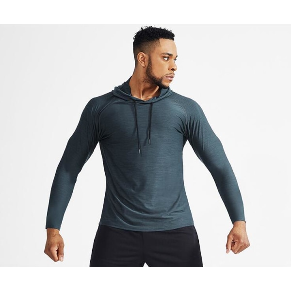 Långärmad Dry Fit Athletic Workout Löpartröjor för män Dark green XL