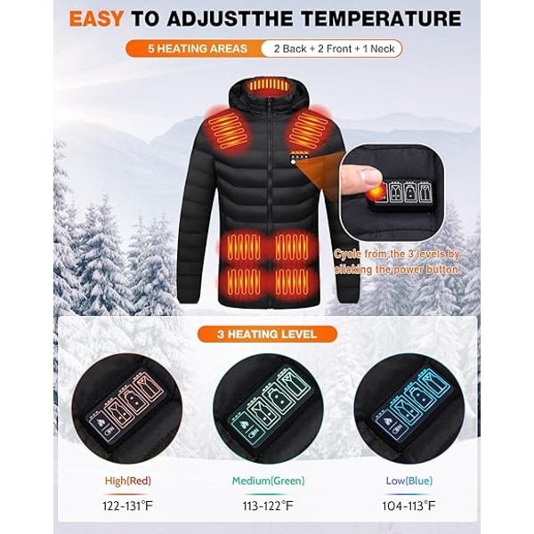 Oppvarmede jakker Oppvarmet vinterhettejakke for menn og kvinner 4XL