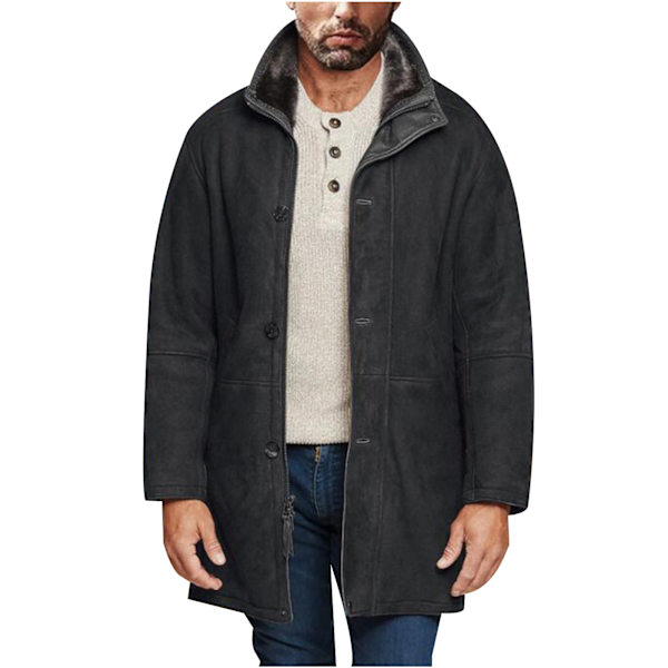 Trenchcoat för män varm vinterjacka överrock black XL
