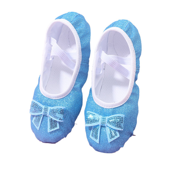 Pige Ballet Sko Glitter Split-Sole Dansesko Blue 32