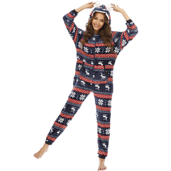Kvinnors julen One Piece Long Loose Pyjamas XL