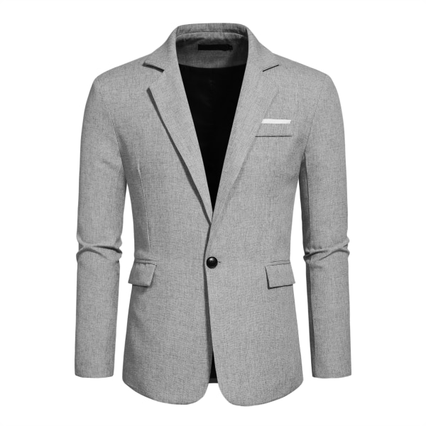 Slim Fit kavaj för män, lätt kostymjacka, 1 knapp grey L