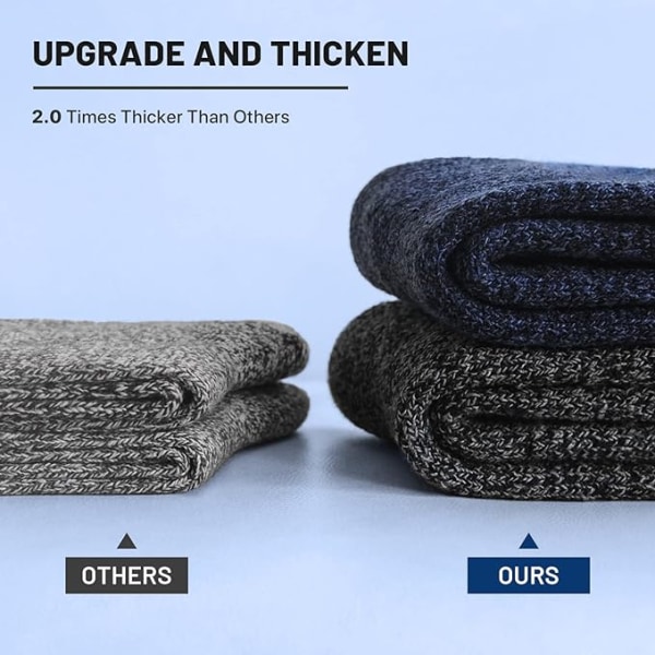 5 Par Woolsokker, Tykke Vinteråndbare Crew Sokker Set 4