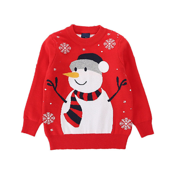 Kids Christmas Crew Neck Stickad Söt Pullover Red 100