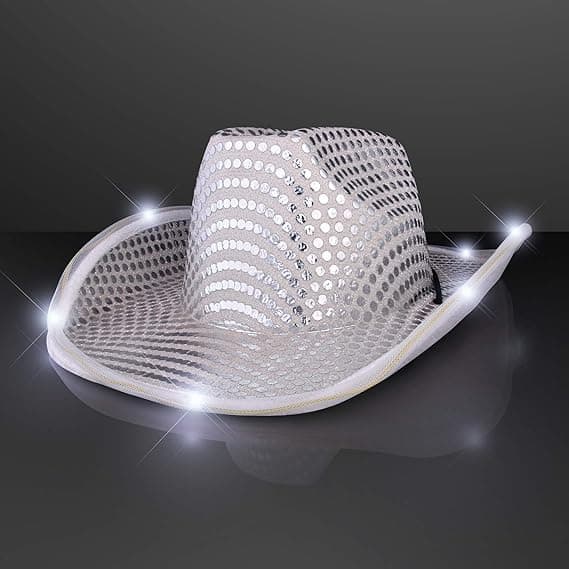 Sequin LED Cowboyhatt med Lys for Kvinner Grey