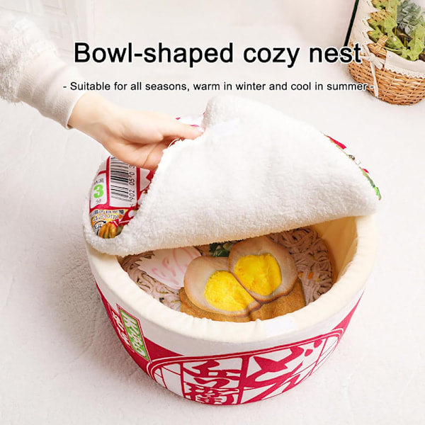 Ramen Noodle Hund & Katt Säng, Håll Varmt och Super Mjuk Kreativ Husdjursbädd för Innekatter M