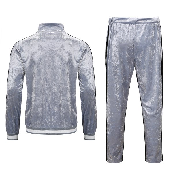 Män 2-delad set blixtlåsjacka Elastiska byxor XL