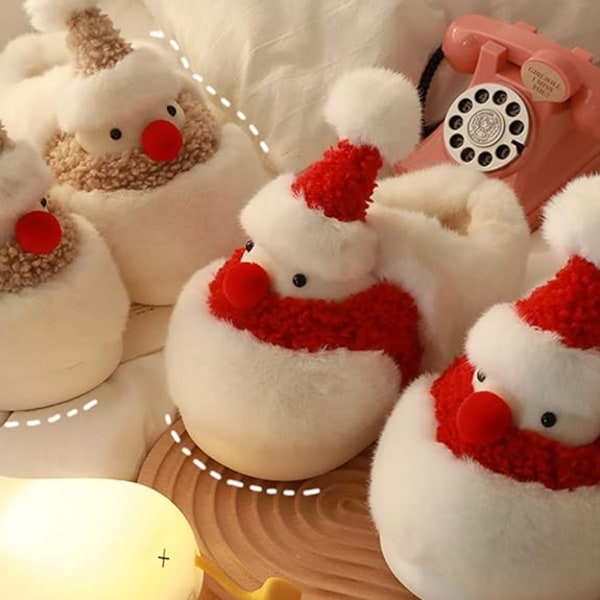 Roliga Söta Snögubbar Damtofflor Julsnögubbe Mjuk Plysch Bomulls Skor 6.5