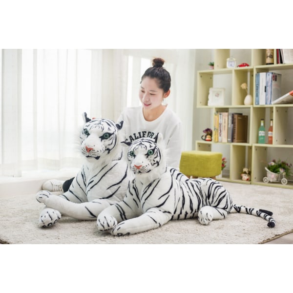 Realistiska mjuka gosedjur Plyschleksak Tiger white 60CM