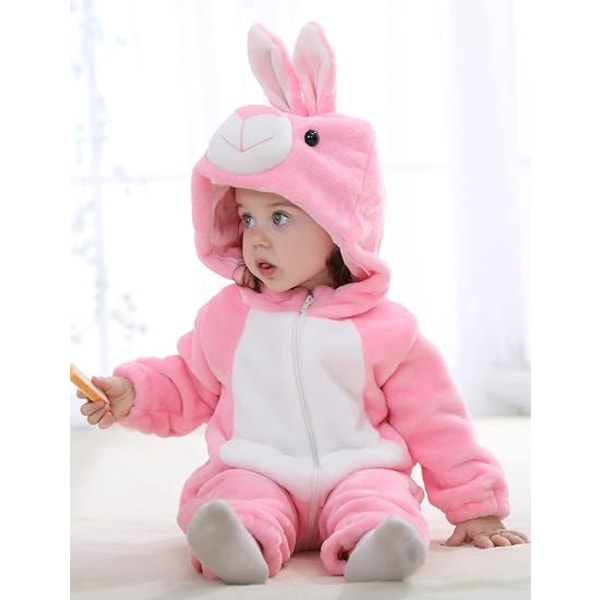 Søt Baby Jente Gutt Kanin Antrekk Vinter Onesie Pyjamas Pink 18-24M