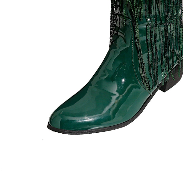 Damskor med fransar i metallisk cowboy-stil Green 34