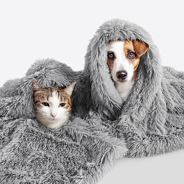 Hundedækken til Store Hunde, Super Blødt og Varmt Sherpa Fleece Plys Dækken Grey M