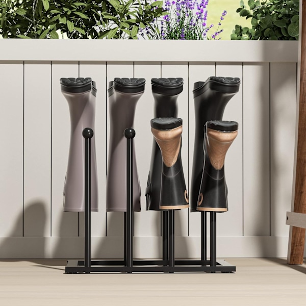 Fritstående Sko Stativ Sort Metal Støvle Stativ S