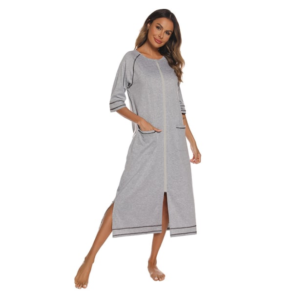 Kvinnors ammande sovklänning för gravida light gray XL