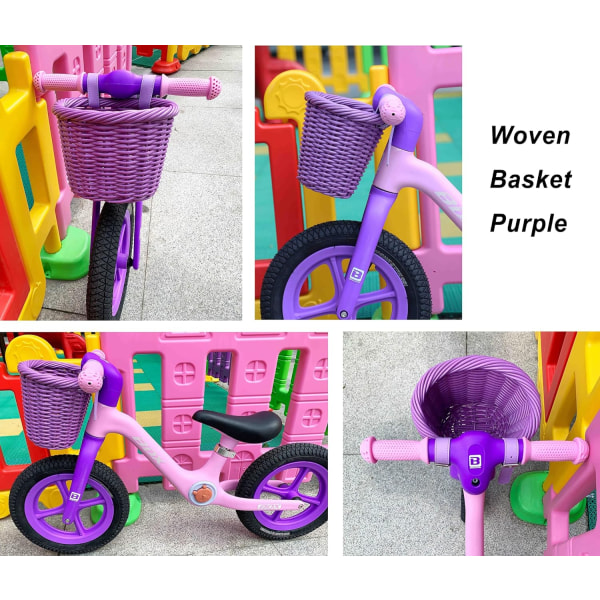 Flettet Mini Cykelkurv til Børnecykel Styr Purple