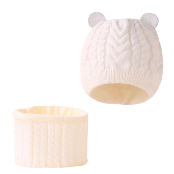 Baby vintermössa Scarf Set White