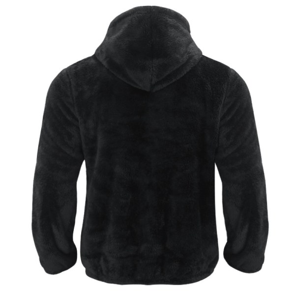 Mænds Vinter Sherpa Foret Hoodie Lynlås Trøje Jakke Black M