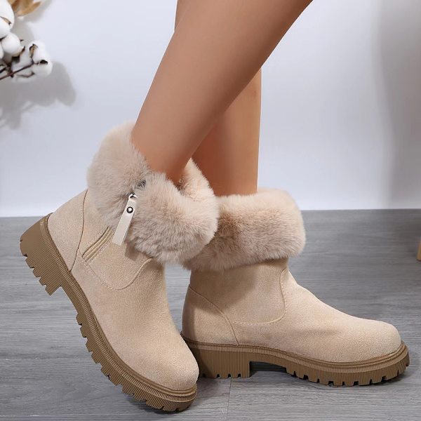 Vinter Non Slip Tykke Plys Damestøvler Beige 41