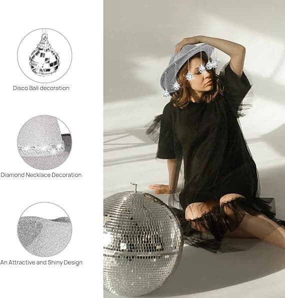 Disco Ball Cowboy Hat, Spejlet Cowboy Hat Silver