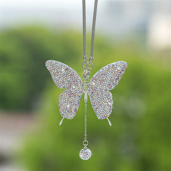 Bling Fjäril Diamant Biltillbehör för Kvinnor White