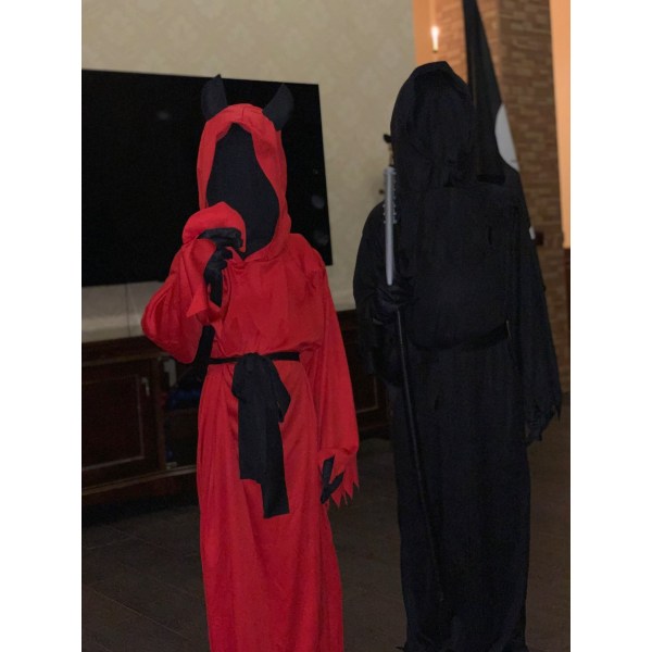 Grim Reaper Halloween kostym med glödande röda ögon M