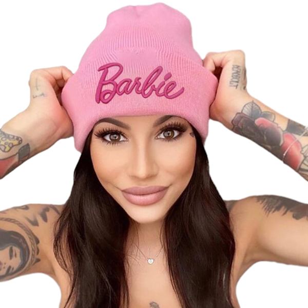 Kubisk Broderad Rosa Stickad Ullhatt Pink