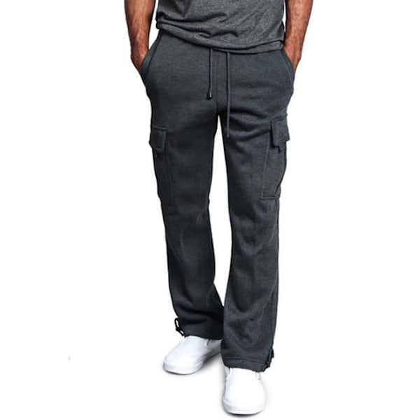 Atletiska byxor för män Löparträningsbyxor Casual joggingbyxor dark grey XL
